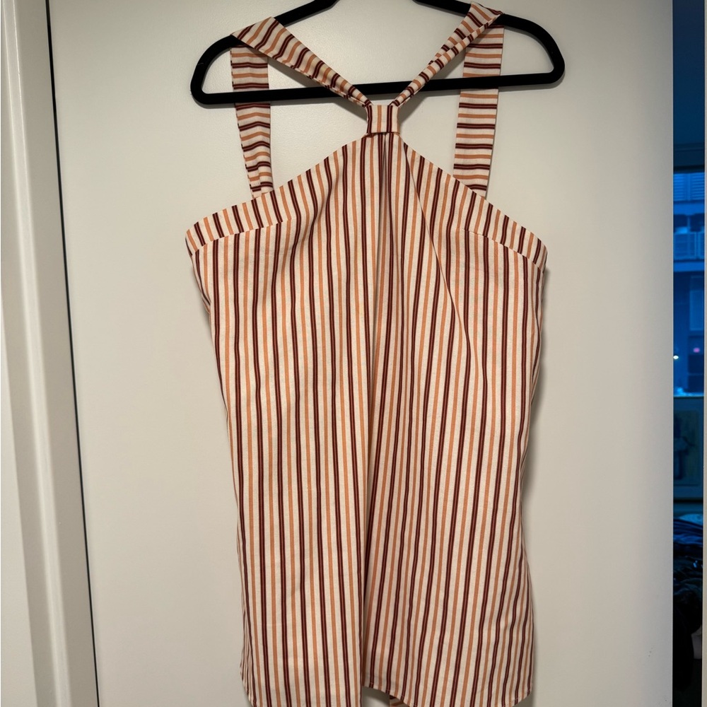 Peppermayo Keira Linen Mini Dress – Passionfruit Stripe • US 10 • New w/Tags
